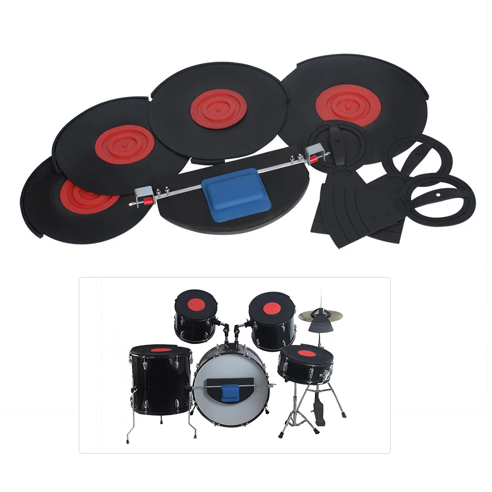 

ammoon Silence Drum Mutes Drum Set Silencer Kit Practice Pads with 5pcs Drum Mutes 3pcs Cymbal Mutes