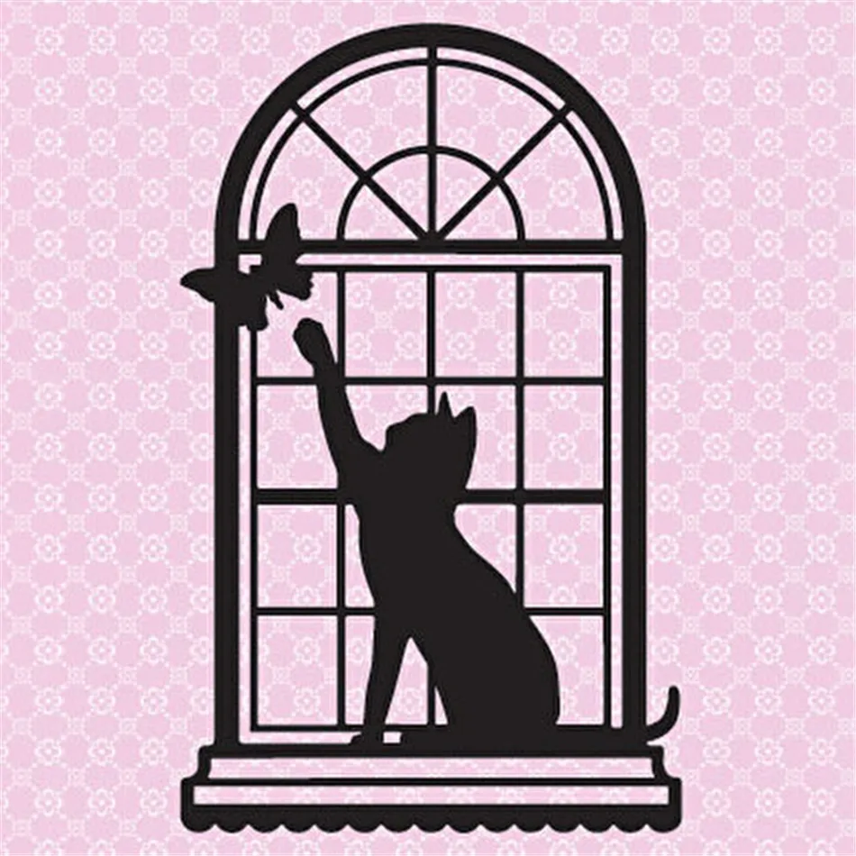Naifumodo металлические режущие штампы Скрапбукинг для изготовления открыток DIY тиснение Новые Ремесленные штампы окна и кошки животные