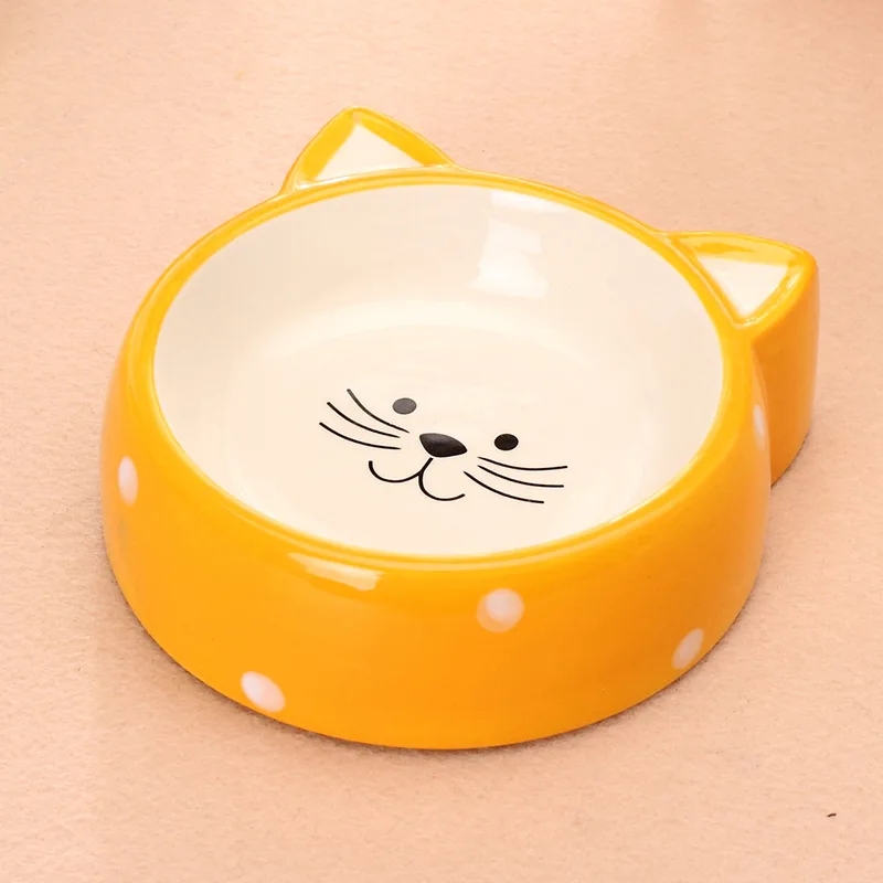 New pet ceramic bowl diameter of 12.5 CM cute cat shape Circular design let the flat face short nose pets easier eat food | Дом и сад