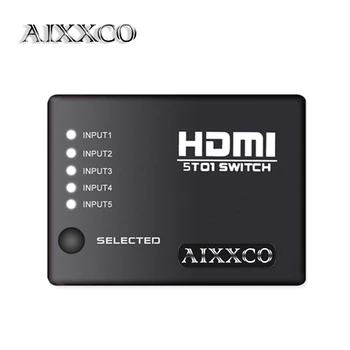 

AIXXCO 5 Port HDMI Switch Switcher HDMI Splitter Hub with IR Remote IR Receiver Cable for Xbox PS3 DVD 3D 1080P HDTV