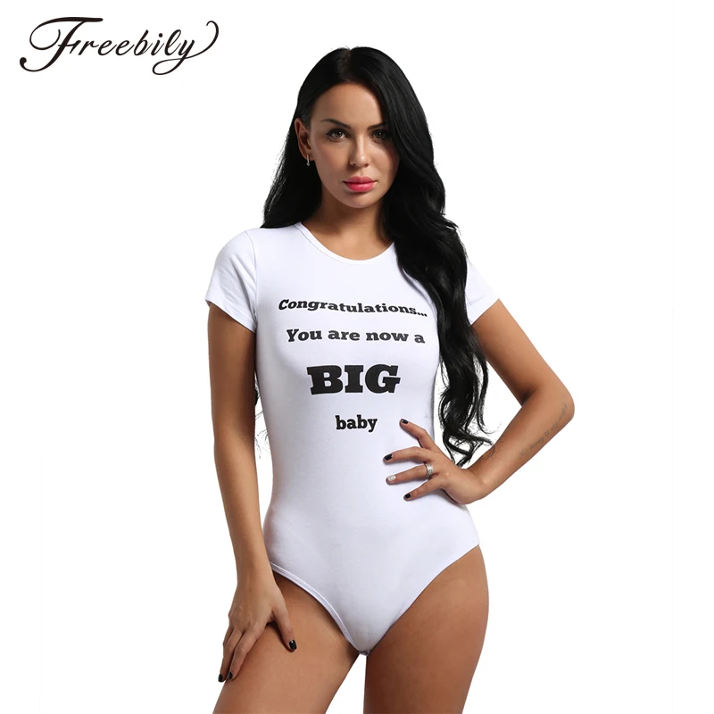 

Women leopard Bodysuit nappy club Sexy Diaper Lover press button Crotch Romper Pajamas Letter Print baby Bodysuit Sexy Costume