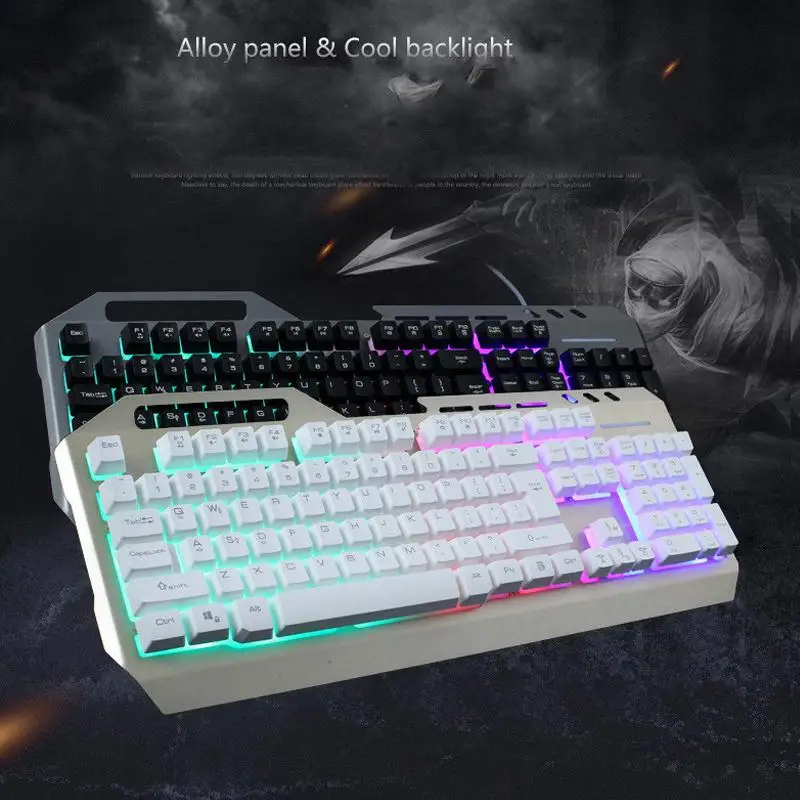 Amzdeal 7 цветов радуги подсветкой 104 ключи клавиатура с телефоном кронштейн эргономично для геймер для настольных ПК