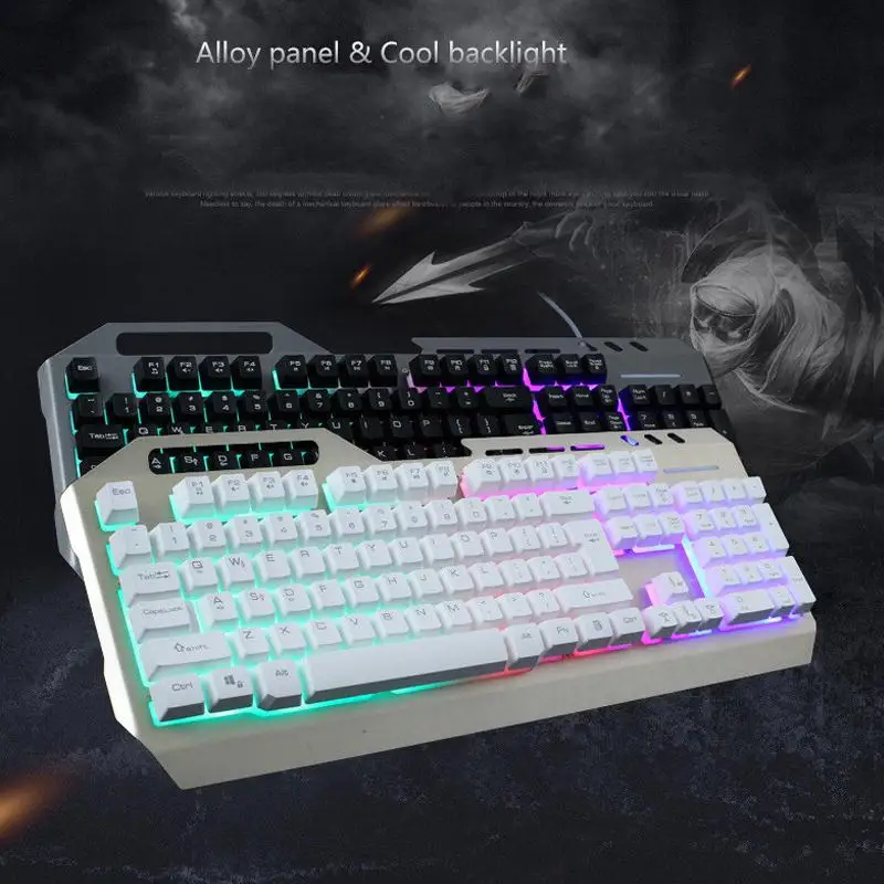

AMZDEAL 7 Color Rainbow Back Light 104 Keys Keyboard Keypad With Phone Bracket Ergonomically for Gamer for Desktop Laptop PC