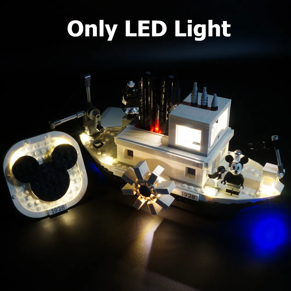 (Только свет) Светодиодный светильник для идей Steamboat Willie строительные блоки комплект кирпичи классическая модель фильма игрушки