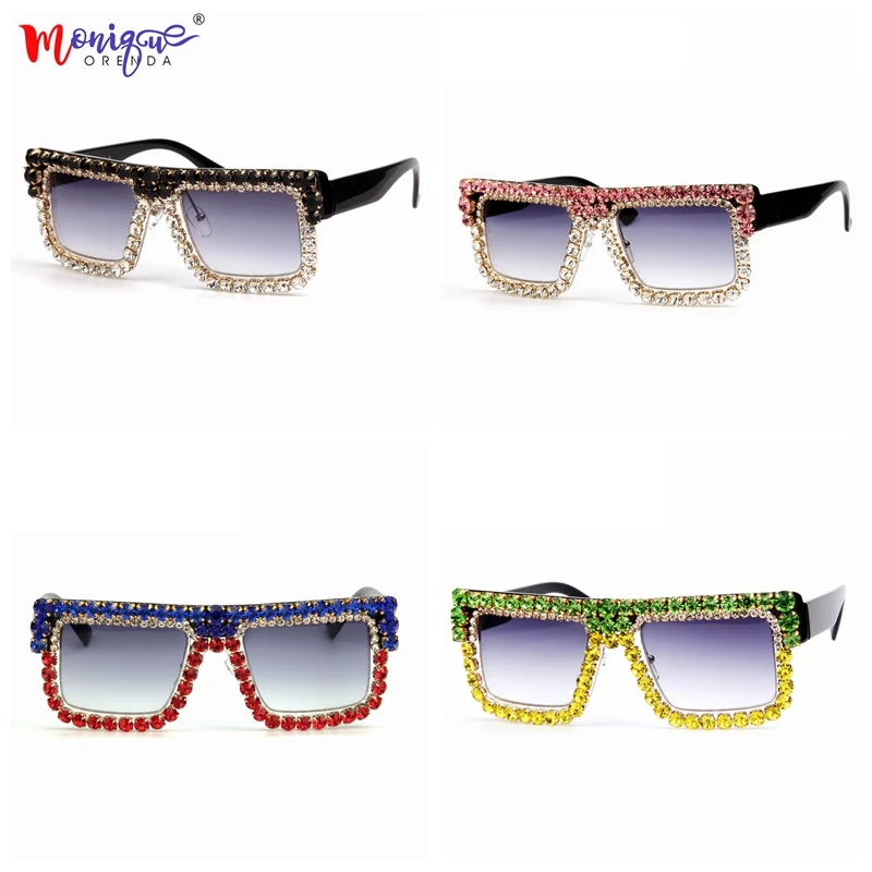5 Design Luxury Square Sunglasses Women Retro Brand Designer Rhinestone