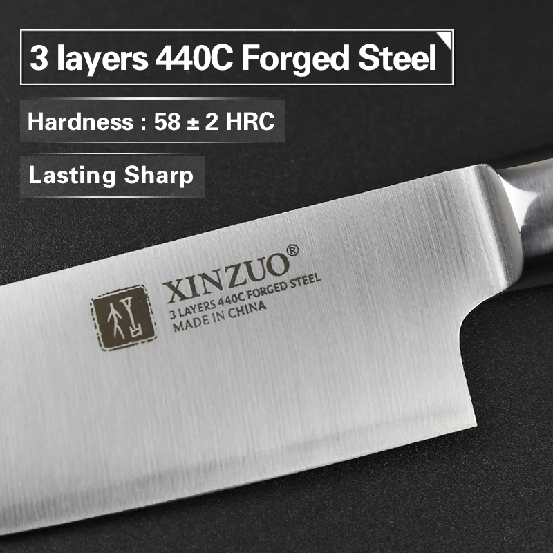 2018XINZUO 6'' Utility Knife Three Layer 440C Clad Steel Kitchen Stainless Steel Knives G10 Handle Cook Tool Fruit/Peeling Knife 2018XINZUO 6'' Utility Knife Three Layer 440C Clad Steel Kitchen Stainless Steel Knives G10 Handle Cook Tool Fruit/Peeling Knife