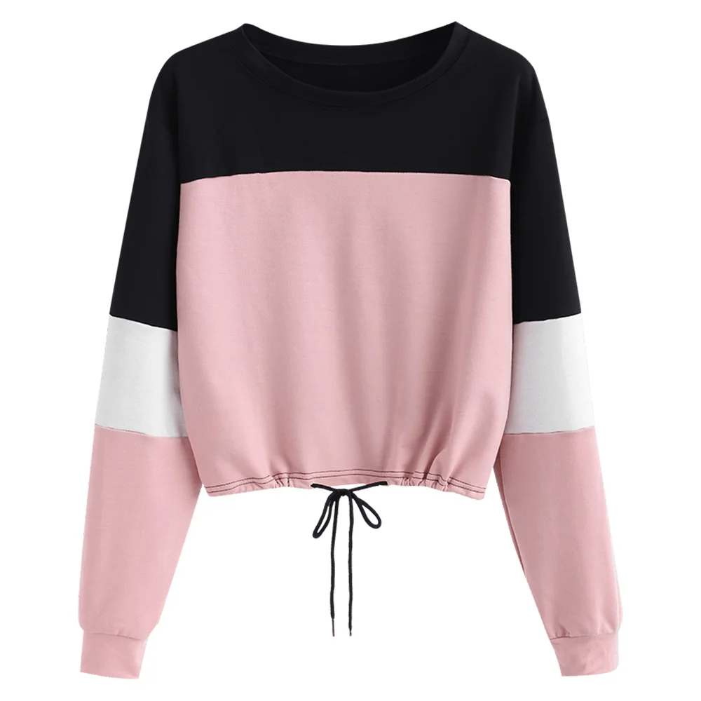 ZAFUL Drawstring Hem Pullover Women Full Sleeve Autumn Spring