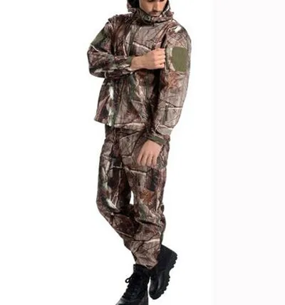 Мужской комплект одежды из мягкой кожи акулы, зимняя куртка, пальто, водонепроницаемая военная одежда, камуфляжная тактическая куртка - Цвет: TREE SET