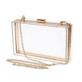 

2019 New Premium Women's Transparent Clutch Bag Luxury Evening Handbag Chain Strap Messenger Bag