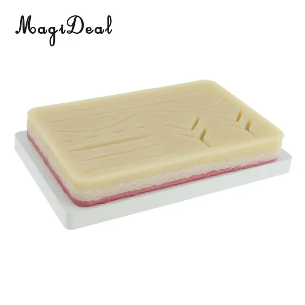 MagiDeal Medical Suture Training Practice Simulation Human Skin Model Pad with Wound, Teaching Tool