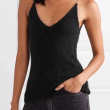 Стиль Женская сексуальная одежда глубокий v-образный вырез Спагетти ремень Шерсть Высокое качество Женская мода бриллианты Топы