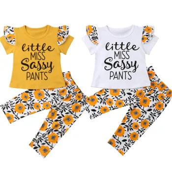 

Girls Summer Short Sleeve girls set T-shirt pants 2pcs outfit suit set girls clothes