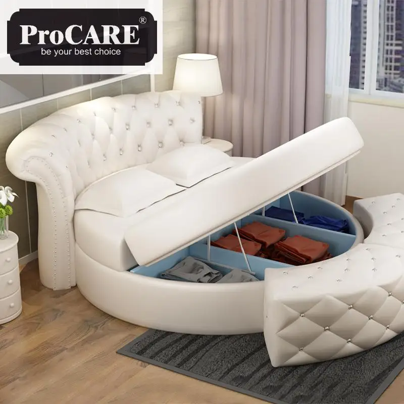 

hot sale round leather bed in different color for home or for hotel