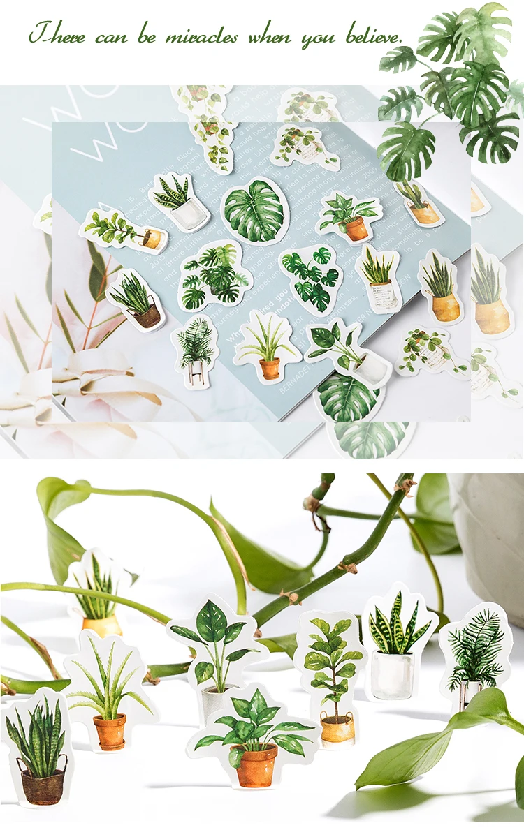 45 PCS/lot Green Plant Cactus Mini Paper Sticker Decoration DIY Ablum Journal Diary Scrapbooking Label Sticker Stationery HT023