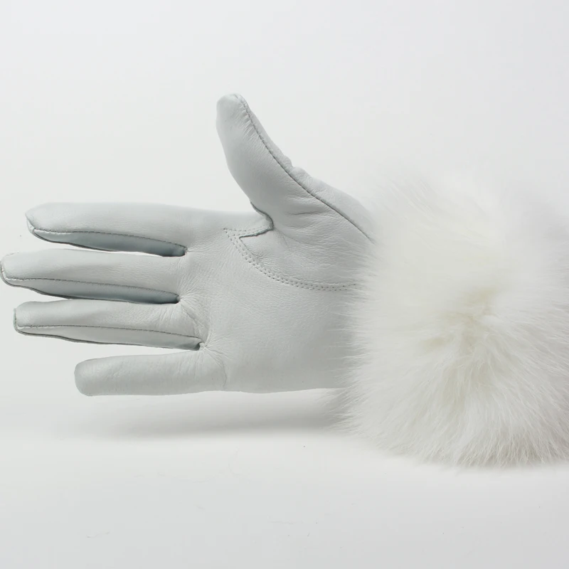 Перчатки из натуральной овечьей кожи с натуральным лисьим мехом женские зимние модные теплые перчатки из натуральной овечьей кожи высокого качества бархатные ветрозащитные