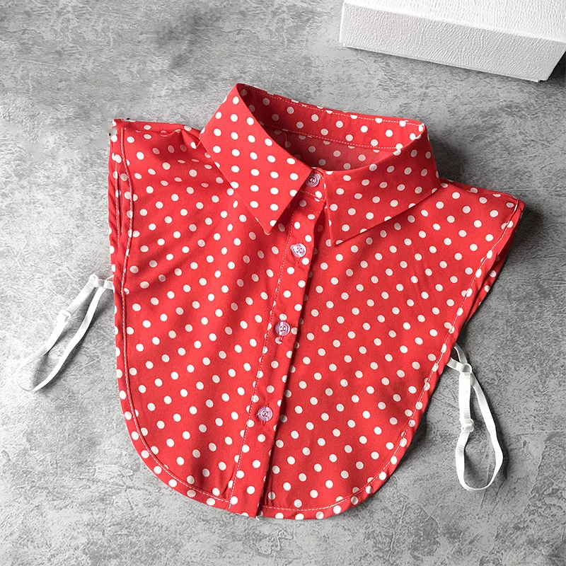 

Dot Fake Collar Shirt Women 2019 Ladies Tie White False Collars Detachable Leopard Removable Nep Blouse Kraagie Plaid Faux Col