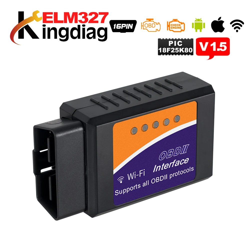 

PIC18F25K80 Chip ELM327 V1.5 WIFI Adapter OBD2 OBDII code reader scan tools for Android/PC/iOS elm327 obd 2 diagnostic tool