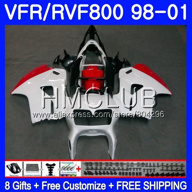 

Body For HONDA VFR800R Interceptor VFR800RR 98 99 00 01 78HM.5 VFR 800RR 800 RR VFR800 Gloss white 1998 1999 2000 2001 Fairing