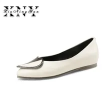 XIUNINGYAN/женские комфортные туфли большого размера женские слипоны с острым носком на плоской подошве осенние женские балетки из натуральной кожи