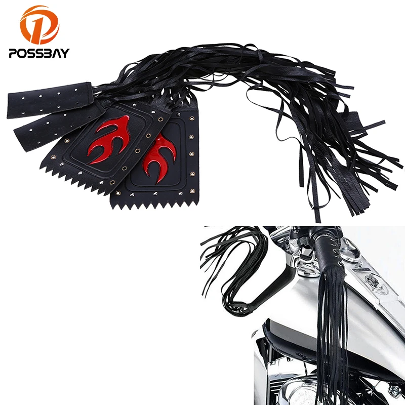 POSSBAY Synthetic Leather Grips Fringe Motorcycle Tassel Fringe Grip