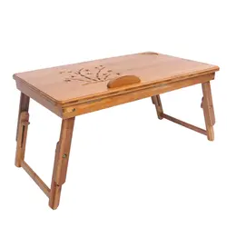 53 см выдолбленный узор Регулируемый стол для компьютера с чашкой подставка из дерева Портативный Бамбуковый стол для ноутбука