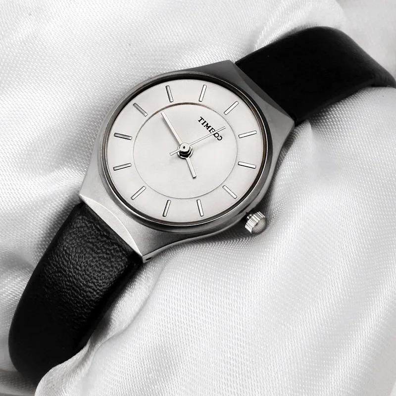 Kopen 2017 TIME100 Vrouwen Horloge Ultradunne Dial Waterdichte Zwarte Lederen Band Dames Quartz Horloges relogio feminino