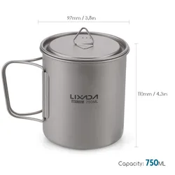 Lixada Ultralight Titanium Camping Mug with Foldable Handle (750ml)