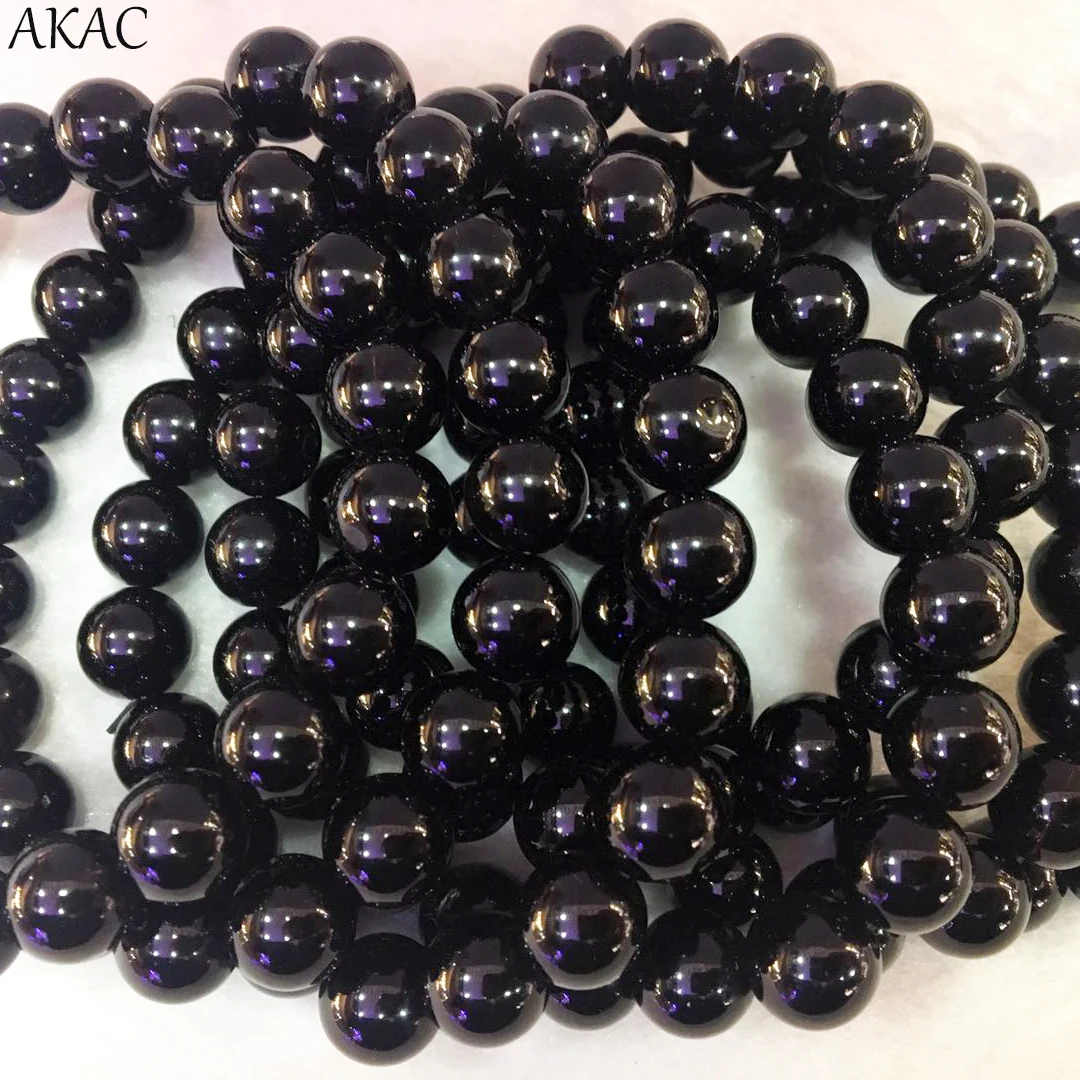 

Natural black quartz morion crystal bracelet loose beads for women men bracelet 9.5-10mm