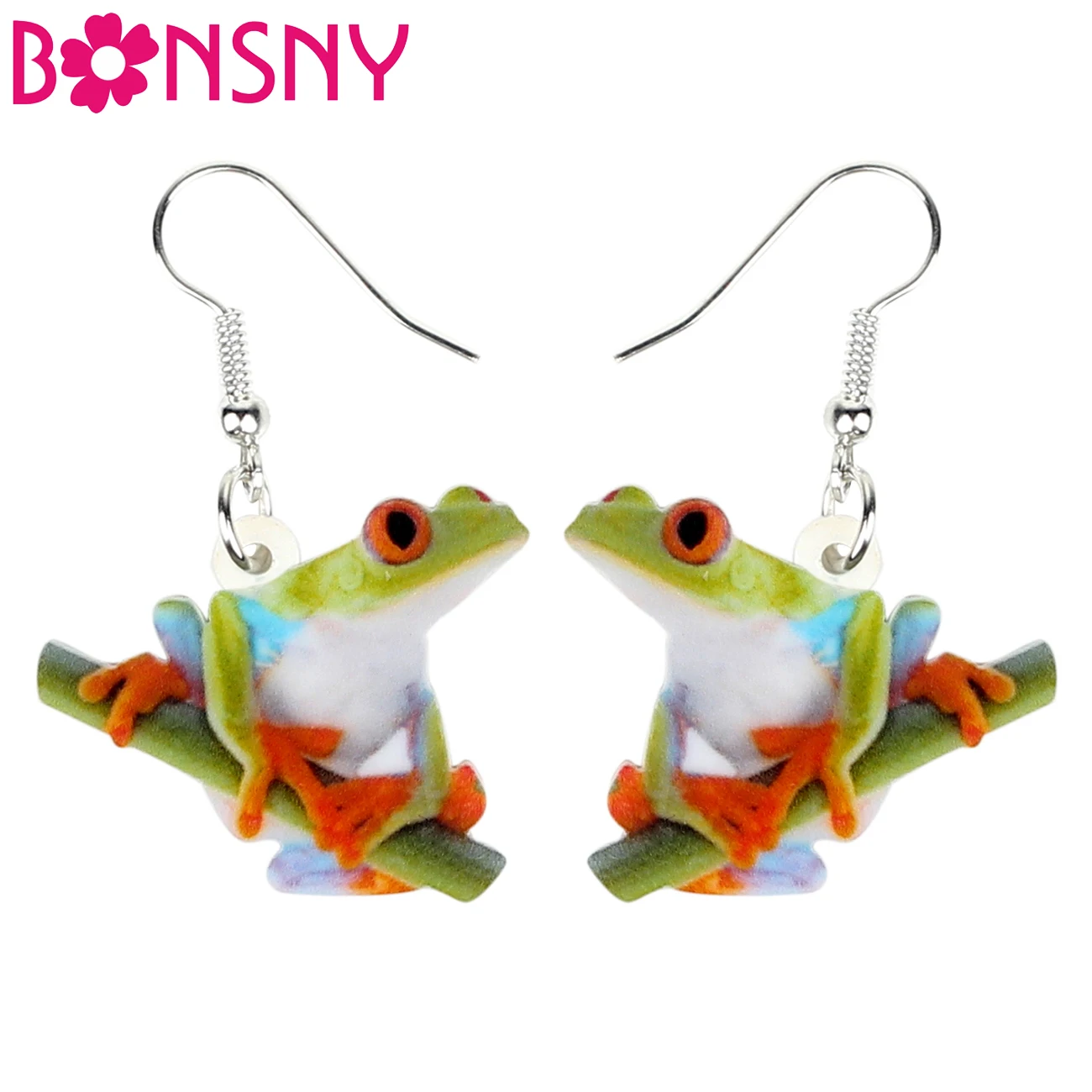 

Bonsny Acrylic Cartoon Cute Frog Earrings Drop Dangle Big Long Funny Animal Jewelry For Women Girls Teen Gift Charms Accessories