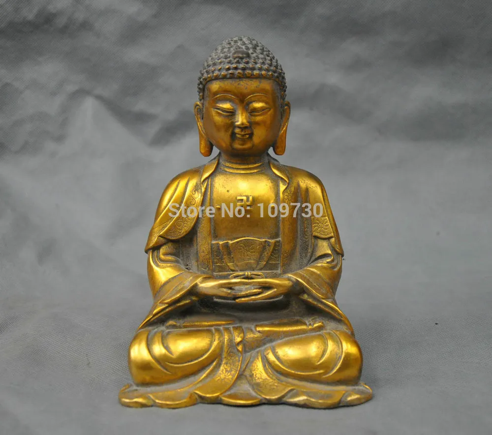 

002883 10'' China Tibet Pure Bronze Buddhism Sakyamuni Sit Buddha Amitabha Statue