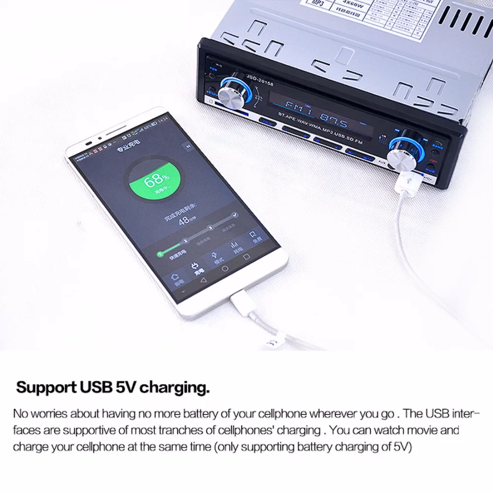 Bluetooth Black Car Stereo Audio 1 DIN In-Dash FM Radio Aux Input Receiver SD USB MP3 Player