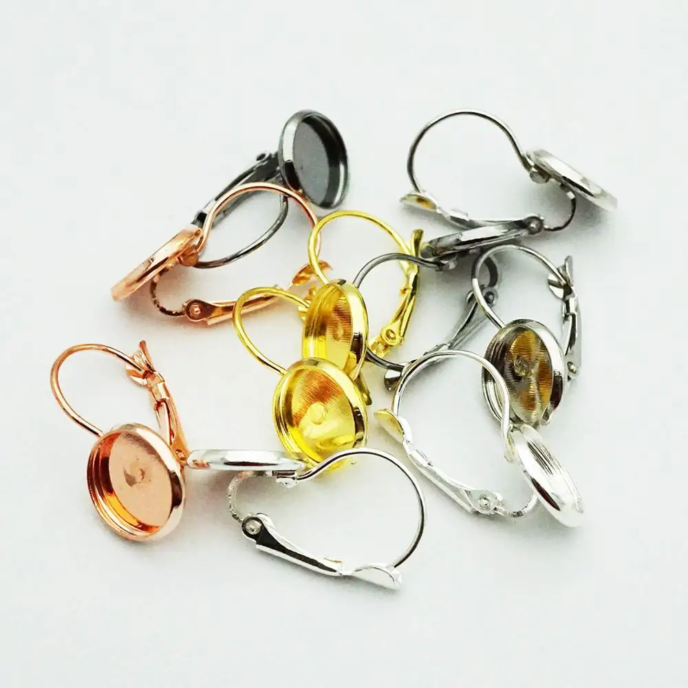 

10pcs/lot inner size 6/8/10/12mm French Lever Back Earrings Blank Base for making earrings bezel women jewelry supplies