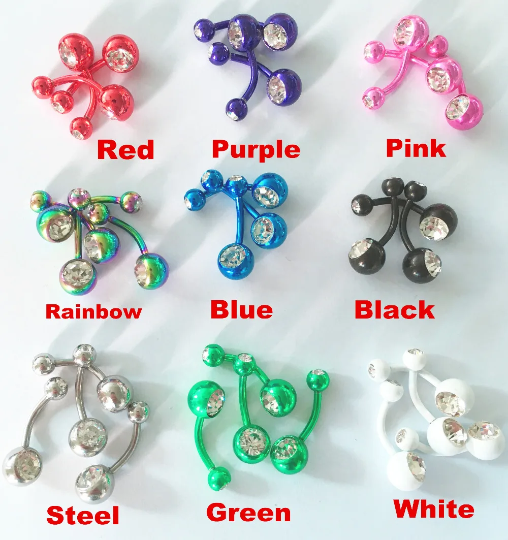 Wholesalee Lot 10pcs Stainless Steel Crystal Belly Button Navel Ring Body Piercing Jewelry Navel