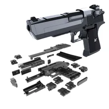 Brinquedo de Montagem DIY Blocos de Construção de Brinquedo Pistola Desert Eagle Modelo de Jogo Do Cérebro Pode Disparar Balas (Feijão verde) com Livro de Instruções
