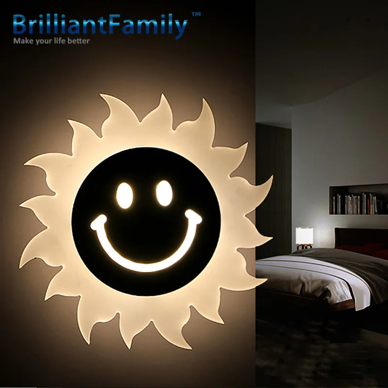 ФОТО Sunflower smile creative wall lamp bedroom highlight does not dazzling LED wall lamp energy - saving acrylic reading wall lamp