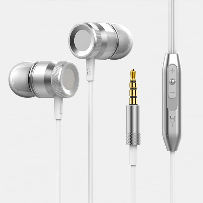 Stereo Metal Wired Earphone With Microphone Earbuds In Ear Headset Bass Sound Music Earphones For Iphone Xiaomi Huawei Phones