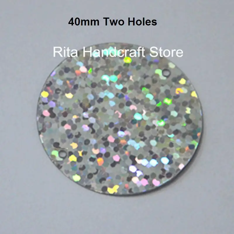 

100pcs 40mm Large Round With 2 Holes Loose Sequin Paillette Sewing Decoration,Wedding Craft,Women Kids DIY Garment Accessory