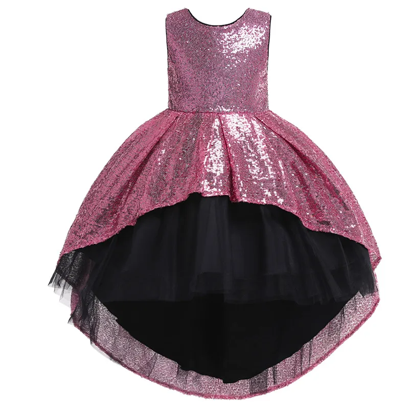 Летнее платье с пайетками для девочек возрастом от 2 до 10 лет, детское праздничное платье на день рождения платье для девочки для первого дня рождения комплект для малышей - Цвет: pink