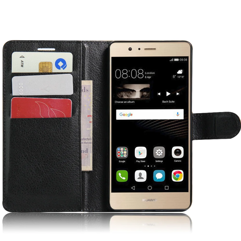 

Fashion Litchi Texture Leather Case for Huawei Ascend P9 Lite Flip Magnetic Cover Case for Huawei P9 Lite With Card Holder