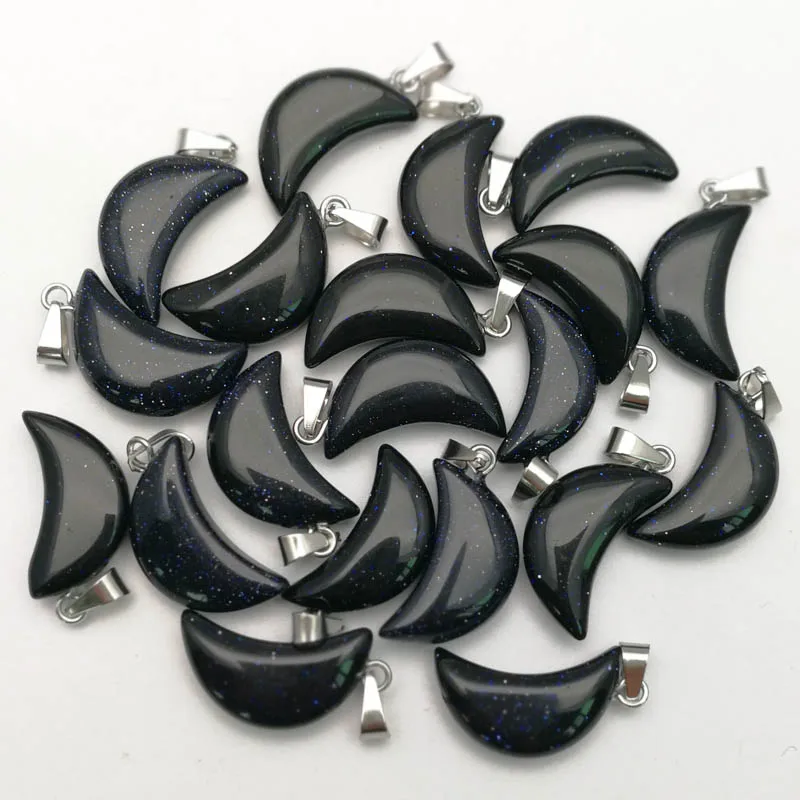 2018 charms natural stone crescent moon shape fashion assorted pendants for DIY jewelry making Wholesale 50pcs/lot free shipping