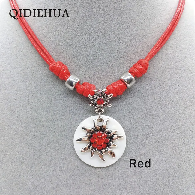 QIDIEHUA модное 12 цветов ожерелье Эдельвейс, натуральное ожерелье Октоберфест, ручная работа, ювелирное изделие - Окраска металла: red