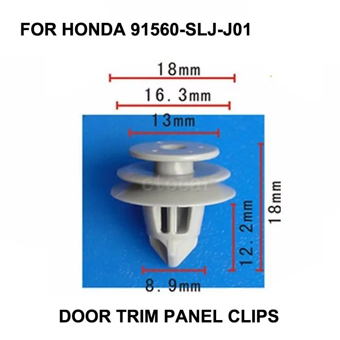 

Фиксатор нейлоновой дверной обшивки, 18x12 мм, X10 шт., 91560-SLJ-J01 для Honda Acura, Civic, CR-V и Pilot/Универсальный