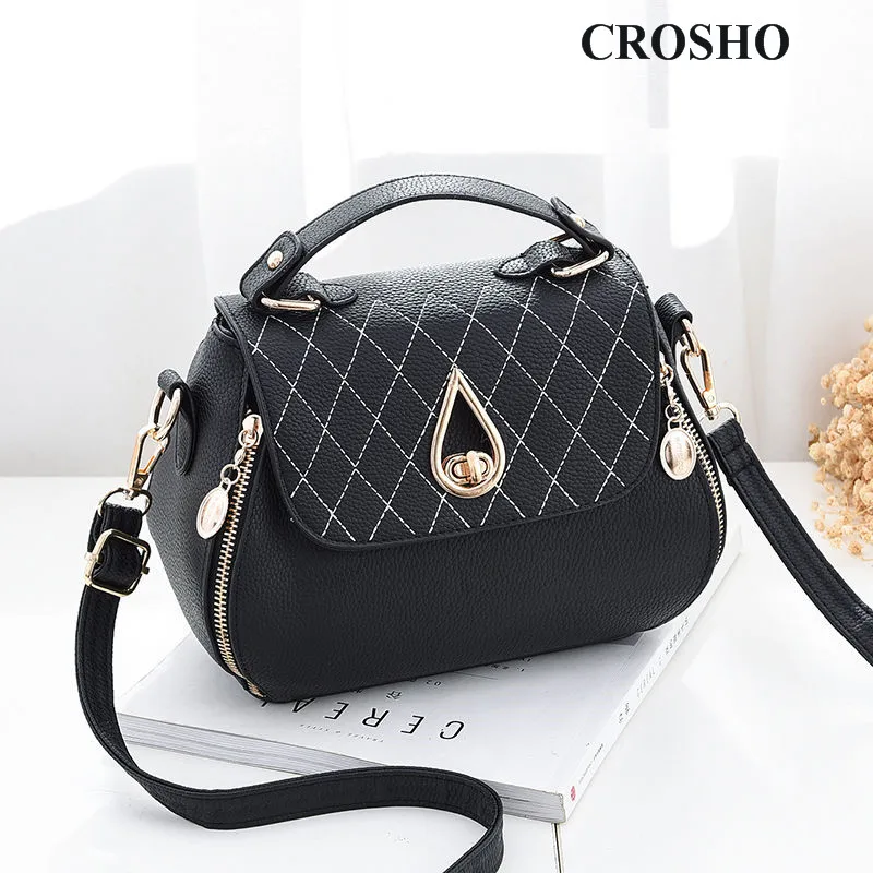 

CROSHO Leather Stylish Women's Bag Handbag Versatile One shoulder Messenger Fashion Diamond Lattice Bags