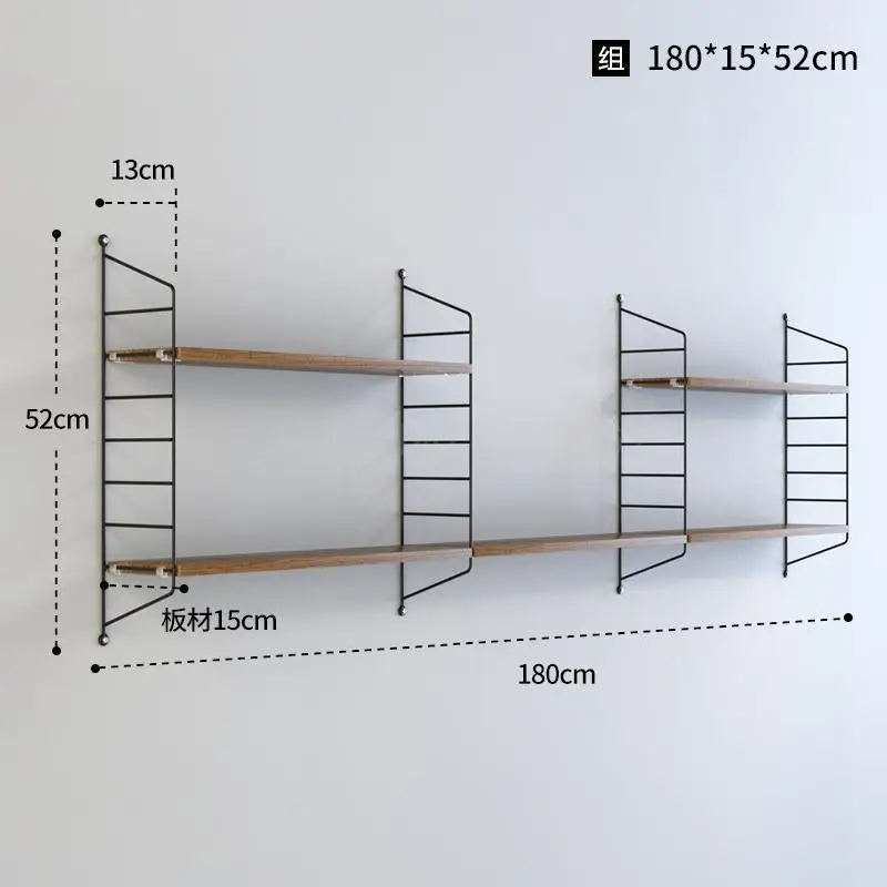 Скандинавские струнные настенные вешалки из кованого железа, многослойная книжная полка для гостиной, ТВ, настенные украшения, комбинация - Color: ml3