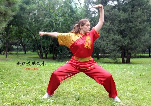 Боевая одежда tai chi одежда с коротким рукавом Одежда для выступлений Moring упражнение для китайского кунг-фу костюм ropa china - Цвет: Красный