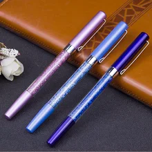 10 шт. Хрустальная ручка для подписи, алмазная Золотая Серебряная офисная канцелярская Подарочная шариковая ручка