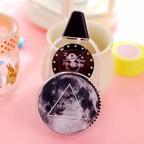 Creative Kawaii Universe and Star Special Pattern 30m Roller Long White Sticker Correction Tape Student School Office Supplies - Цвет: Black