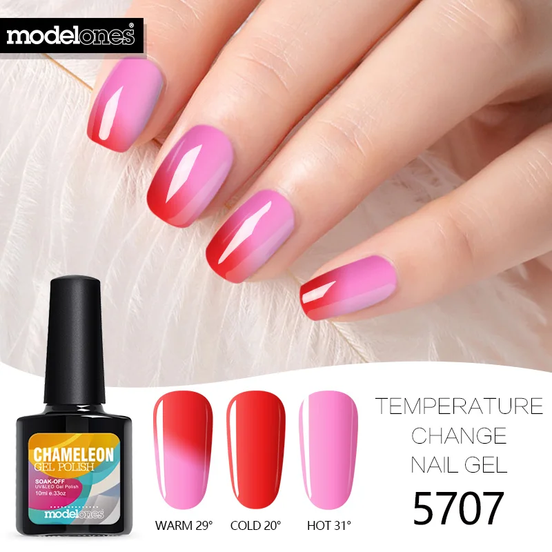 Modelones Хамелеон термо УФ-гель для ногтей меняющий цвет термальная светодиодная эмаль для ногтей замочить от температуры УФ-лак для ногтей гель - Цвет: 5707