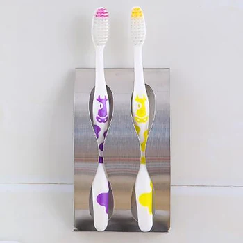 

Stainless Steel Wall Mount Toothbrush Holder 2/3 Hole Self-Adhesive Tooth Brush Organizer Box Bathroom Accessories