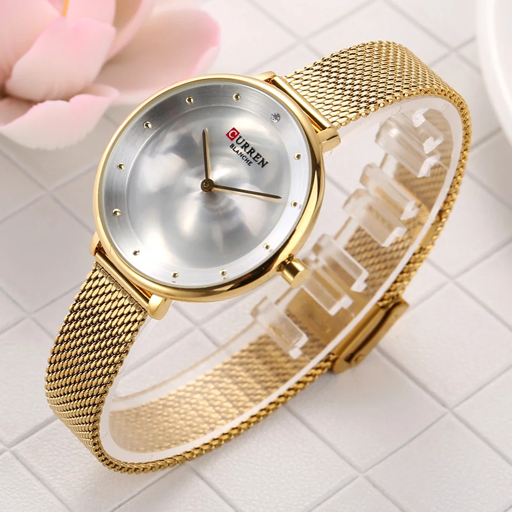 CURREN 9029 Female Quartz Watch Gem Dial Ultra-Thin Knit Strap Top Brand Female Luxury Wristwatch Girl Clock Relogio Feminino top brand (12)